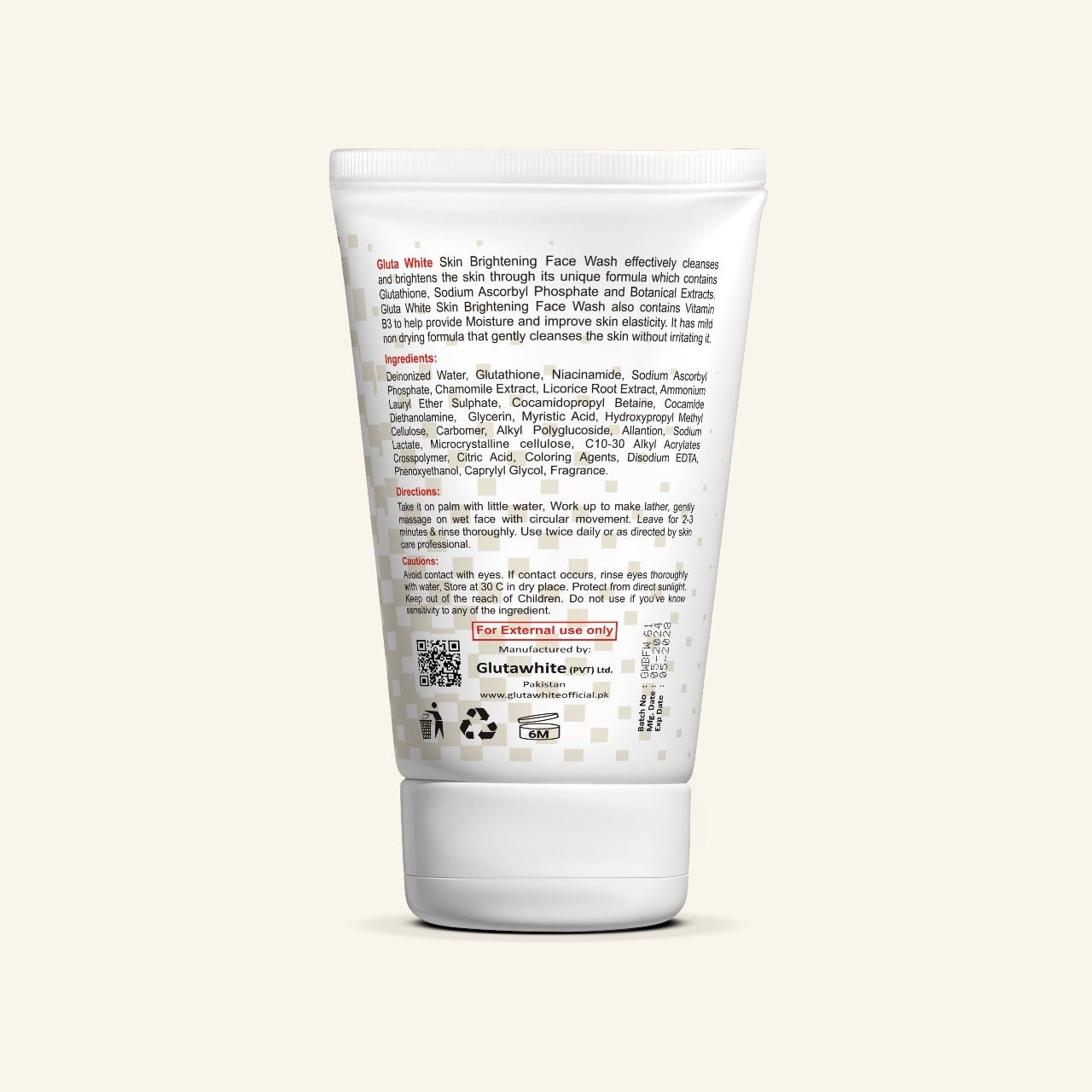 Gluta White Skin Whitening Face Wash