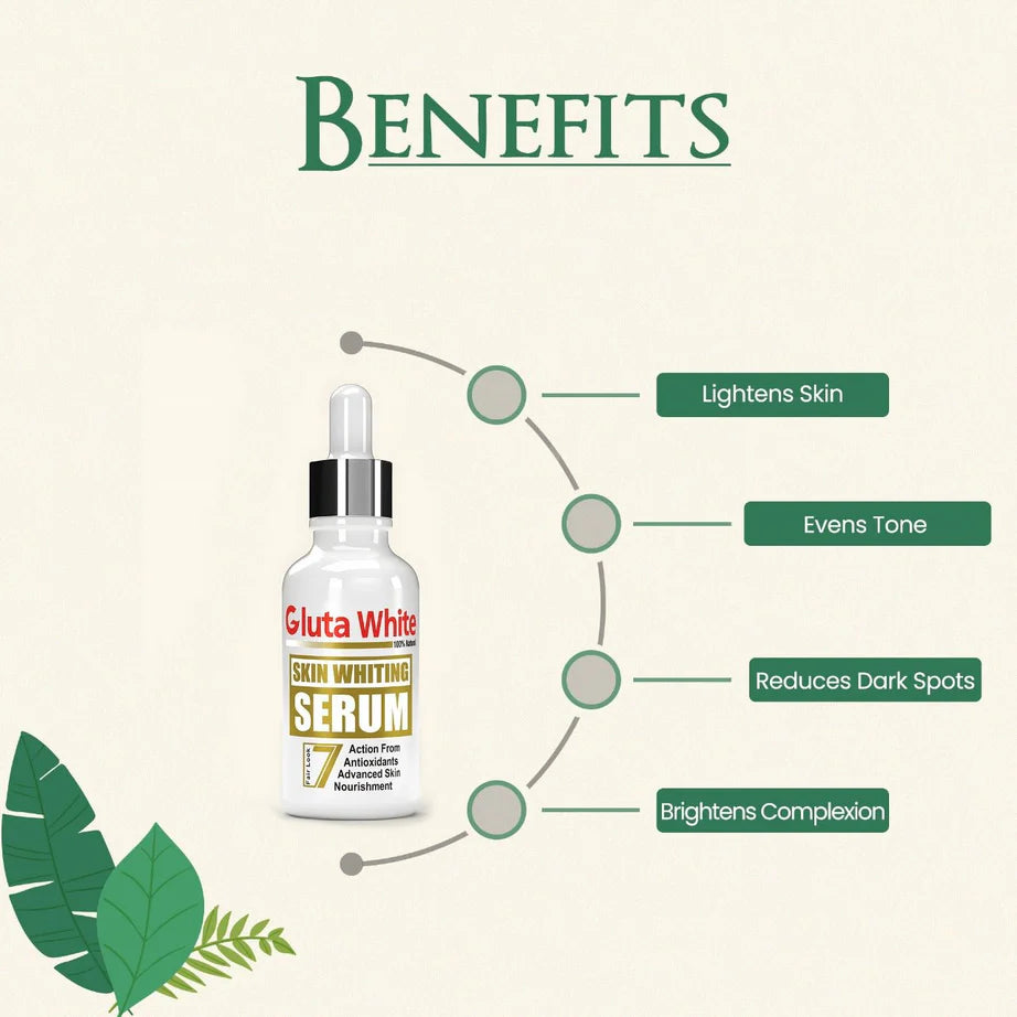 Gluta White Whitening Serum | Glutathione Brightening Hydrating 30ml Skincare